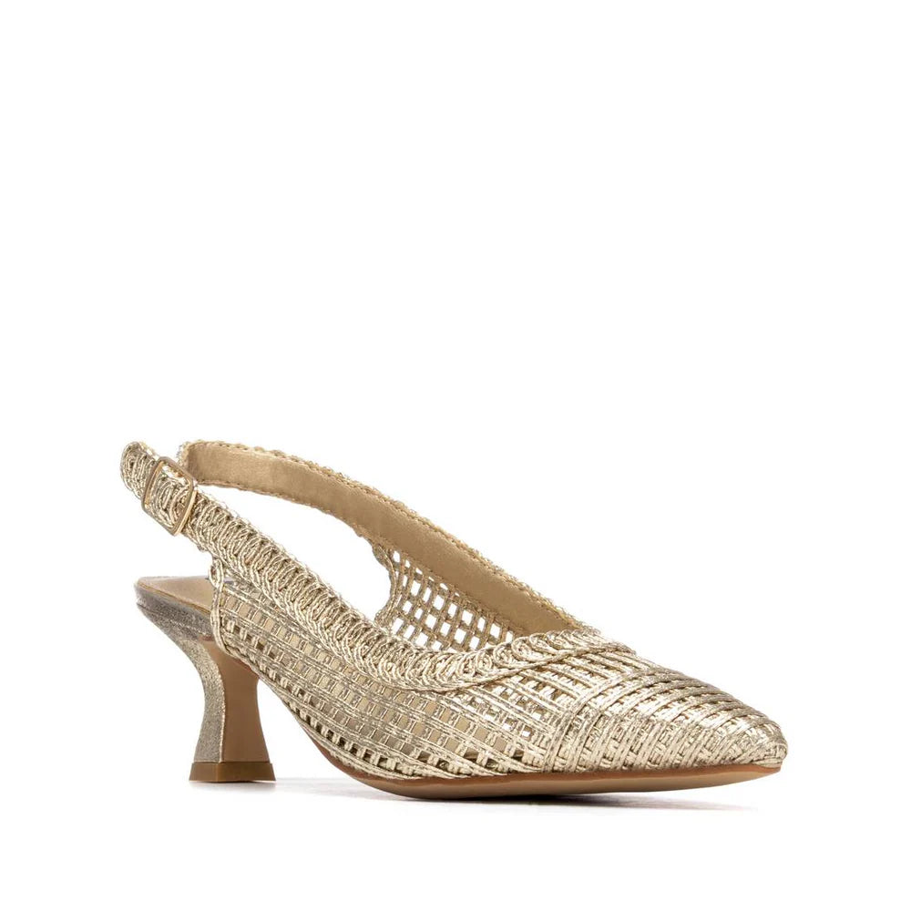 Xti Gold Punched Sling Back 14543202