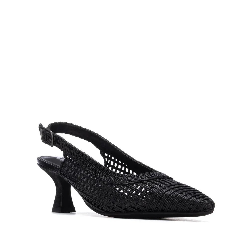 Xti Black Punched Kitten Heel 14543203