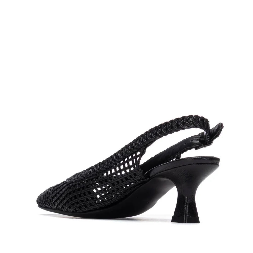 Xti Black Punched Kitten Heel 14543203