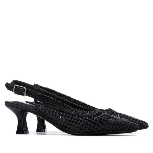 Xti Black Punched Kitten Heel 14543203