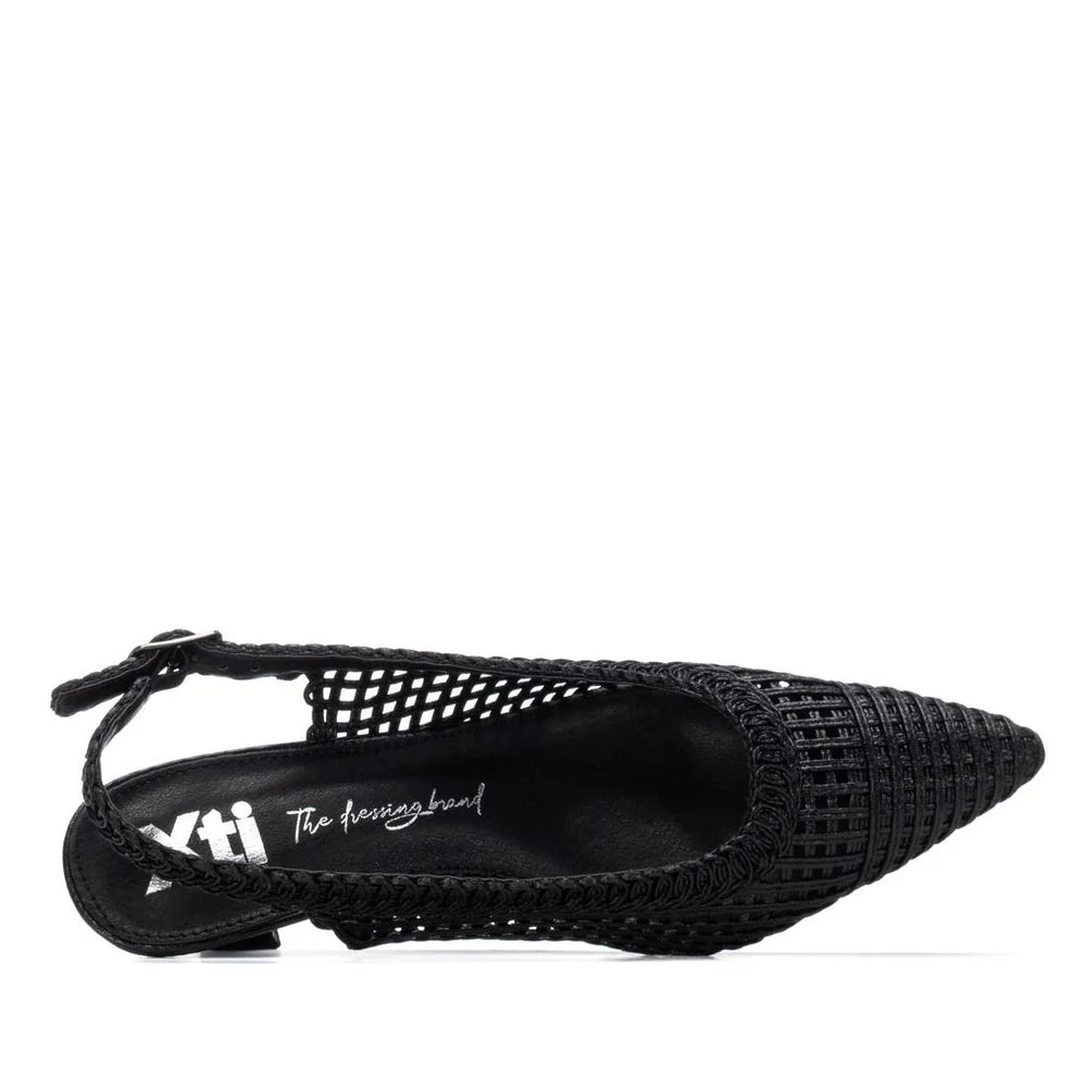 Xti Black Punched Kitten Heel 14543203