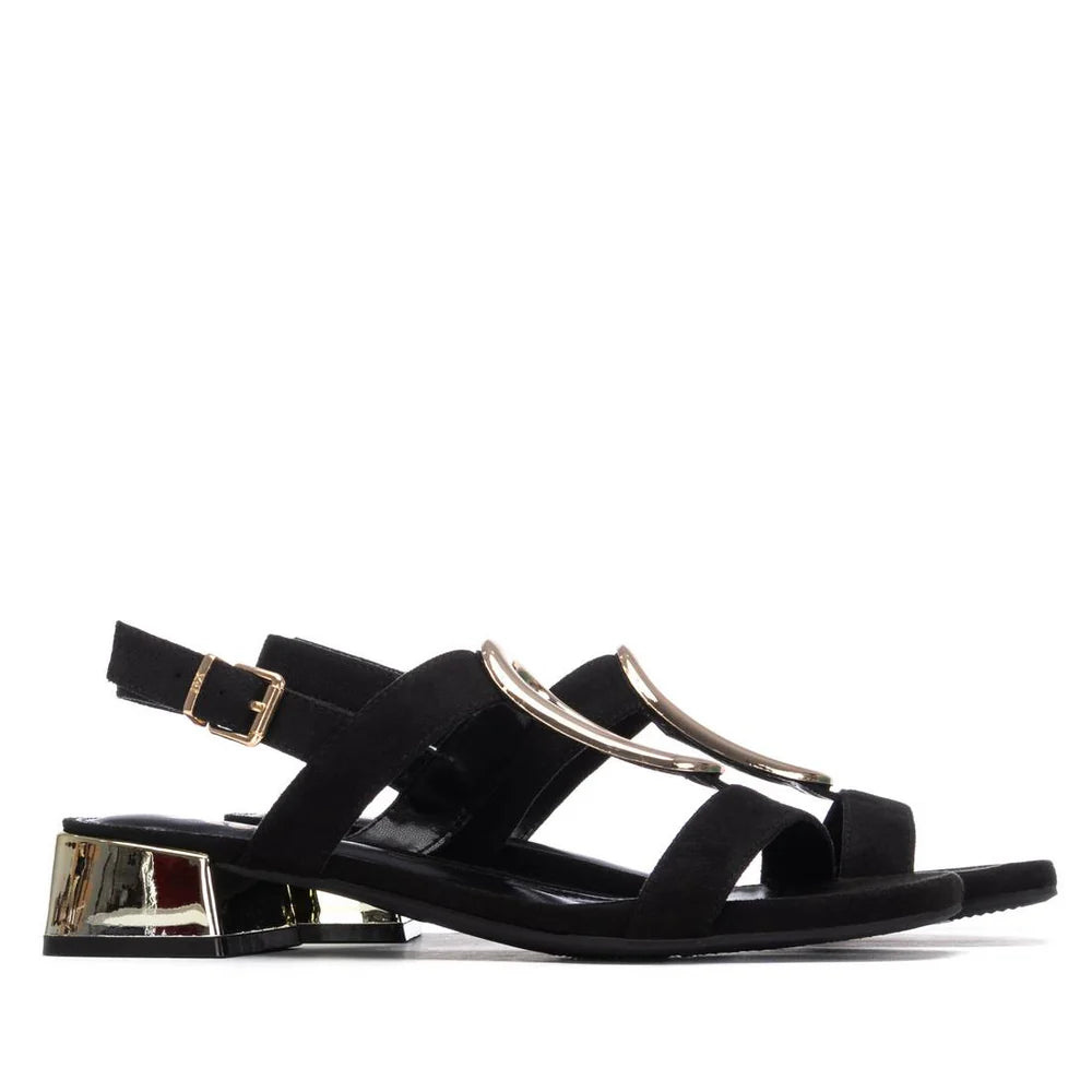 Xti Black Sandal With Metallic Heel 14549302