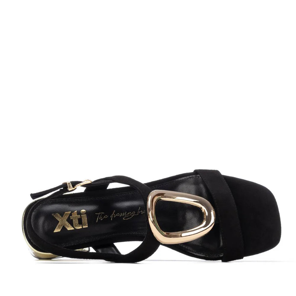 Xti Black Sandal With Metallic Heel 14549302