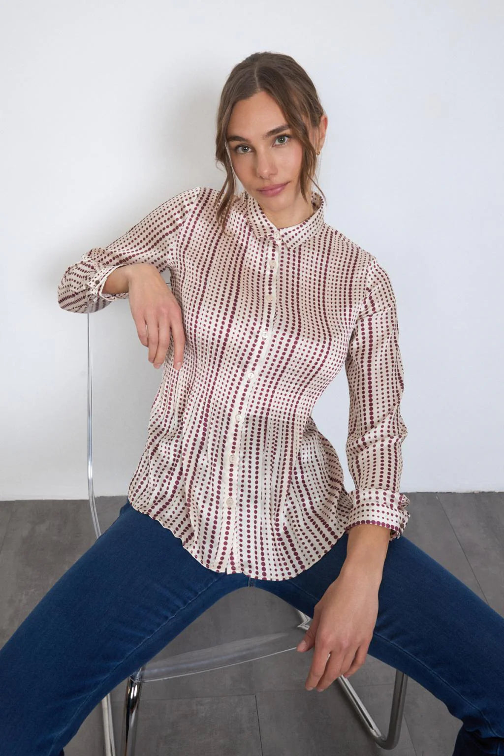 Tinta Spot Plisse Blouse Fabiana
