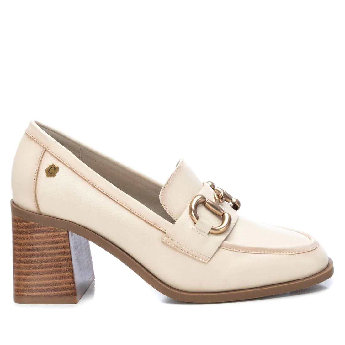 Carmela Cream Block Heel Loafers