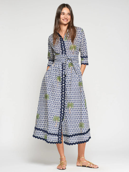Vilagallo Geo Palm Print Dress 33219
