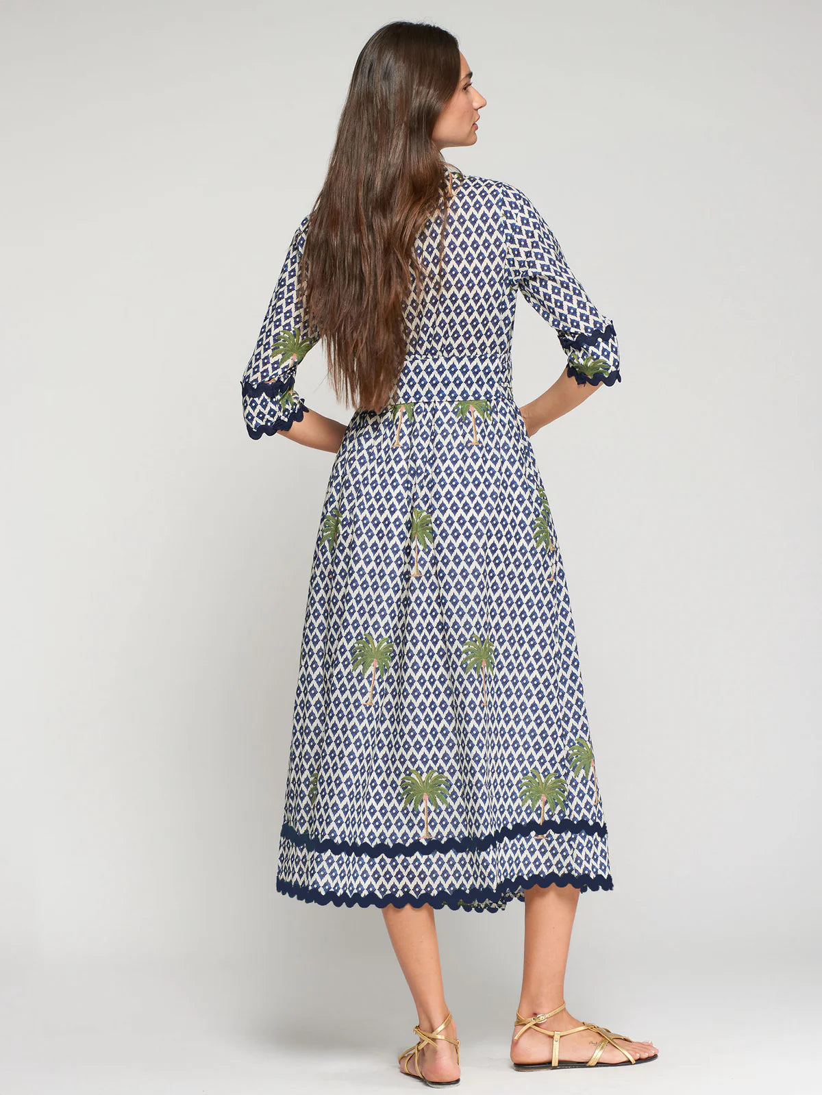 Vilagallo Geo Palm Print Dress 33219