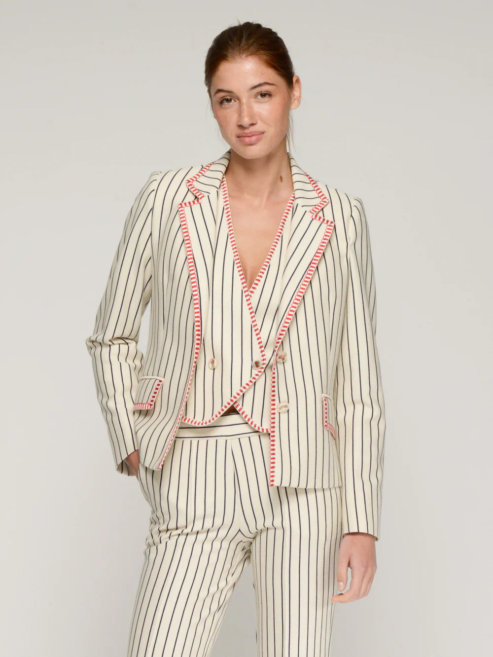 Vilagallo Stripe Cream Blazer 33233