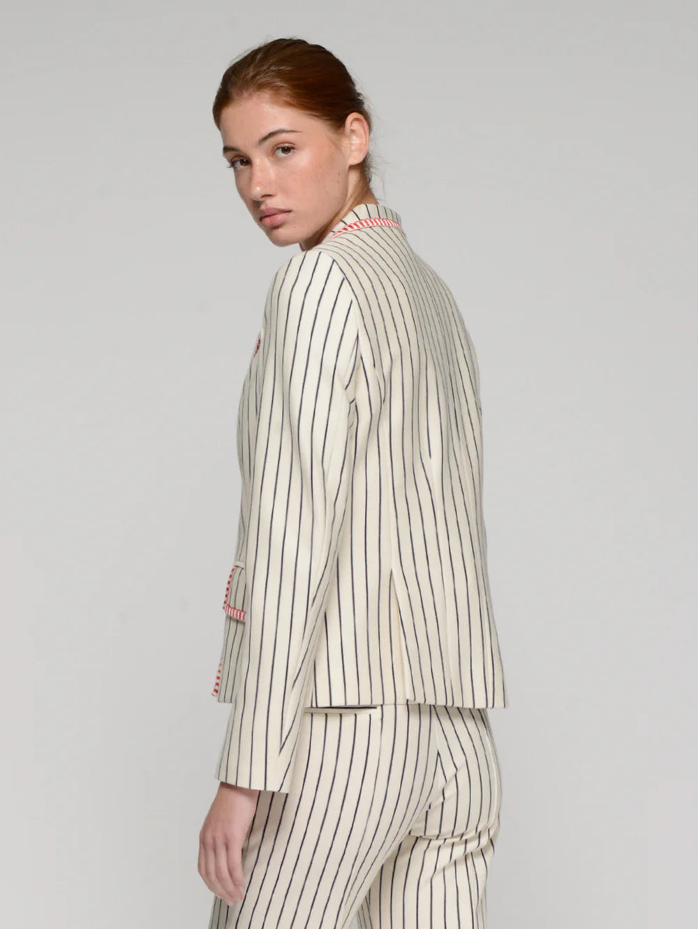 Vilagallo Stripe Cream Blazer 33233