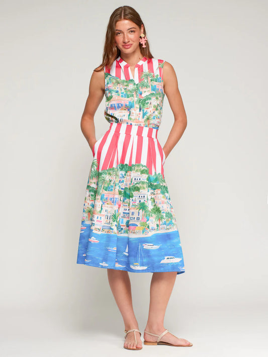 Vilagallo Puerto Banus Print Skirt 33552