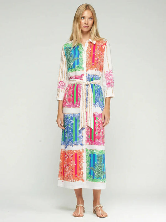 Vilagallo Bamboo Print Shirt Dress 33656