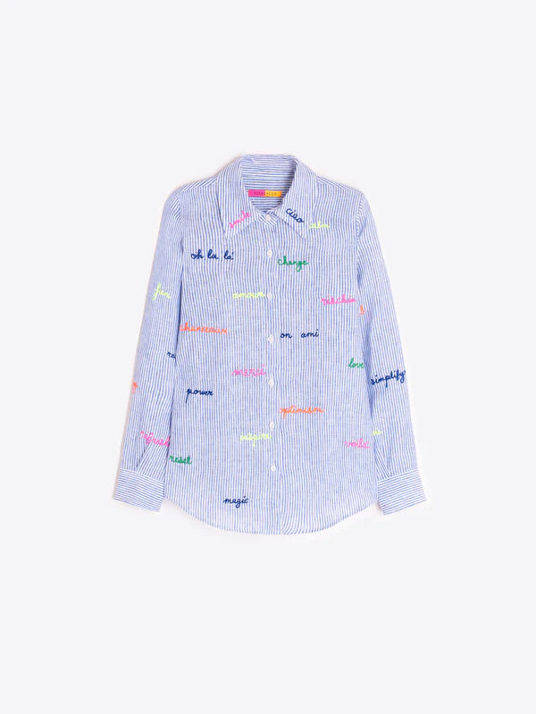 Vilagallo Stripe Embroidered Shirt 33214