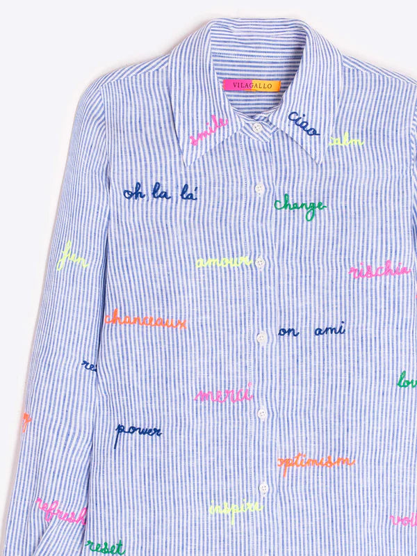 Vilagallo Stripe Embroidered Shirt 33214
