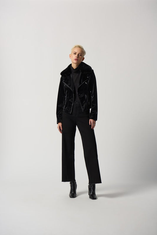Joseph Ribkoff Velvet Effect Biker Jacket