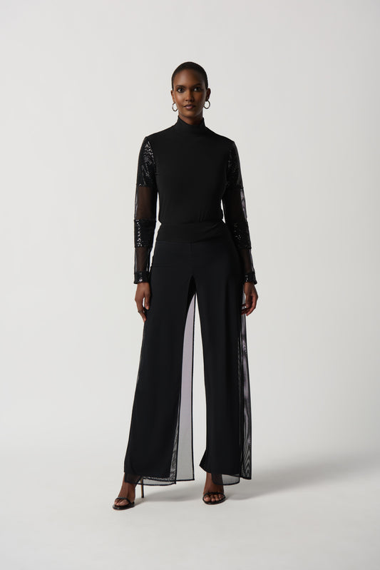 Joseph Ribkoff Black Jersey & Mesh Trousers