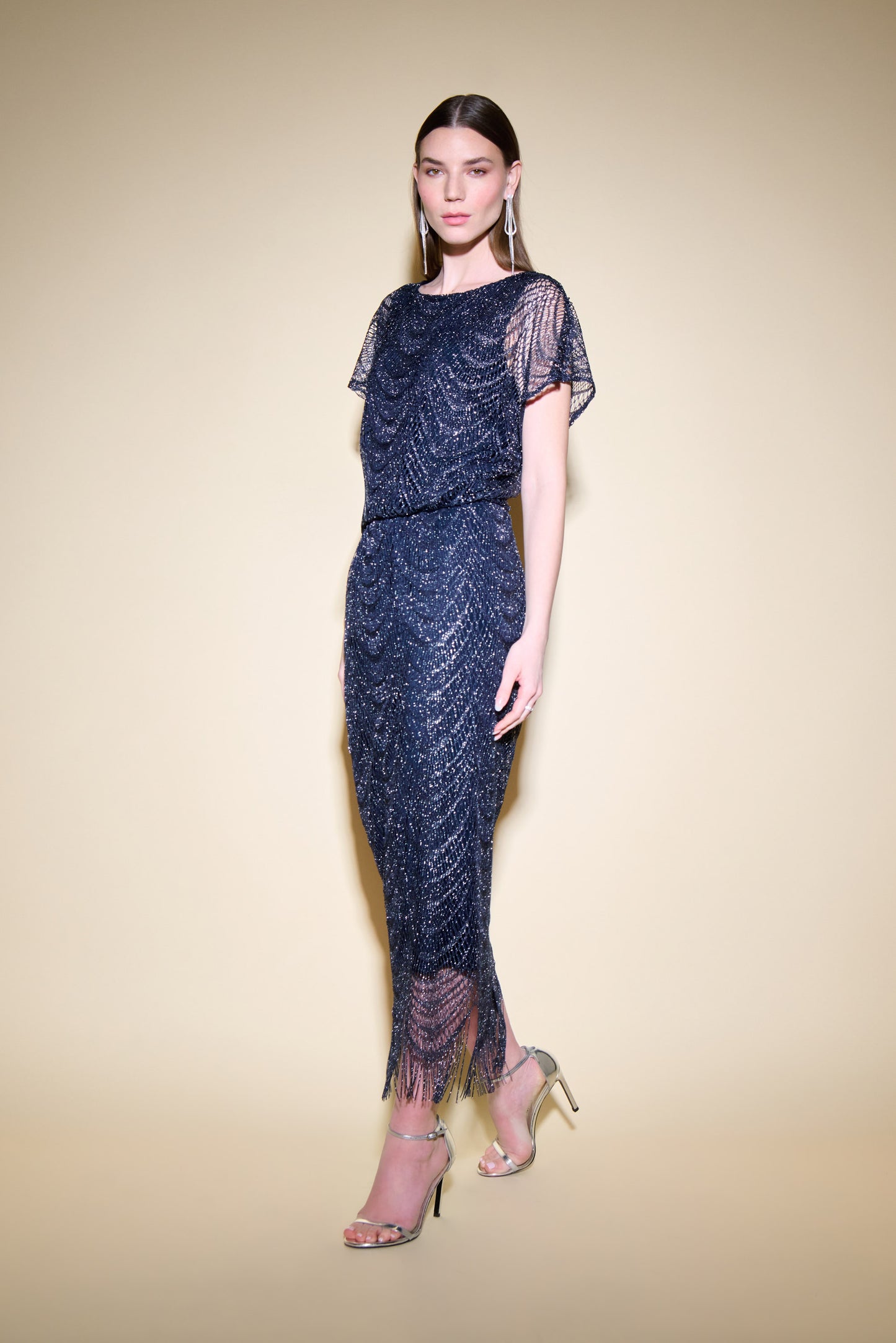 Joseph Ribkoff Signature Lace Fringed Dress