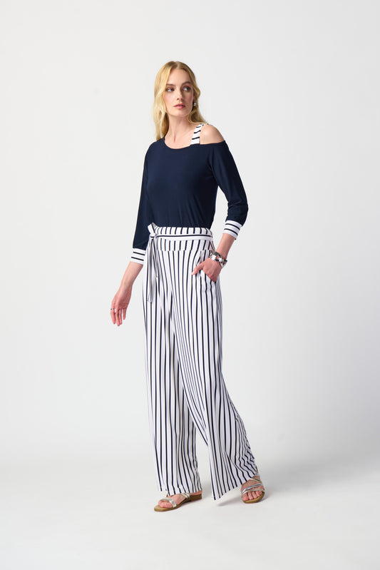 Joseph Ribkoff Stripe Wide Leg Trousers