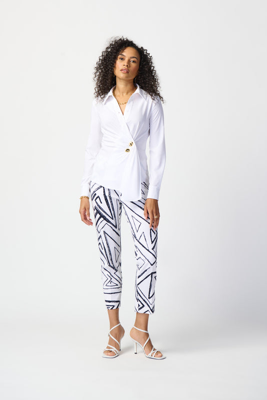 Joseph Ribkoff Squiggle Print Trousers