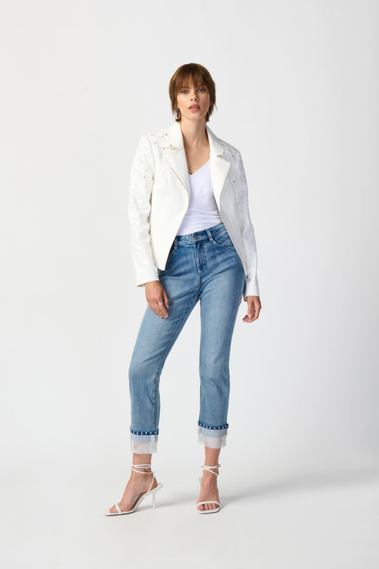 Joseph Ribkoff Off-White Faux Suede Jacket