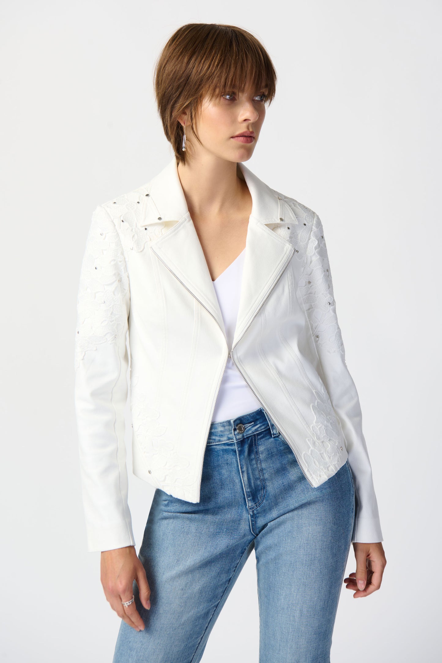 Joseph Ribkoff Off-White Faux Suede Jacket