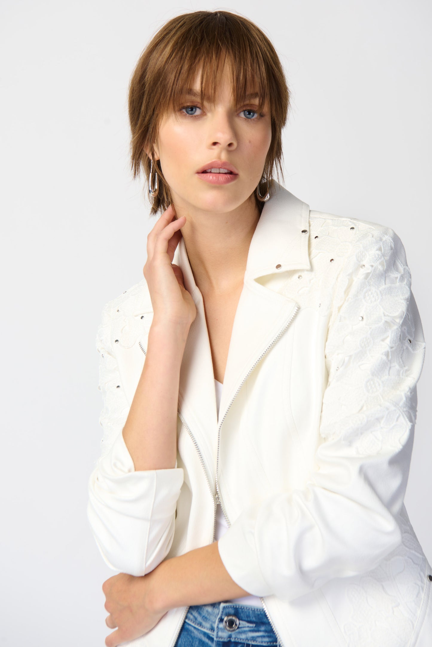 Joseph Ribkoff Off-White Faux Suede Jacket