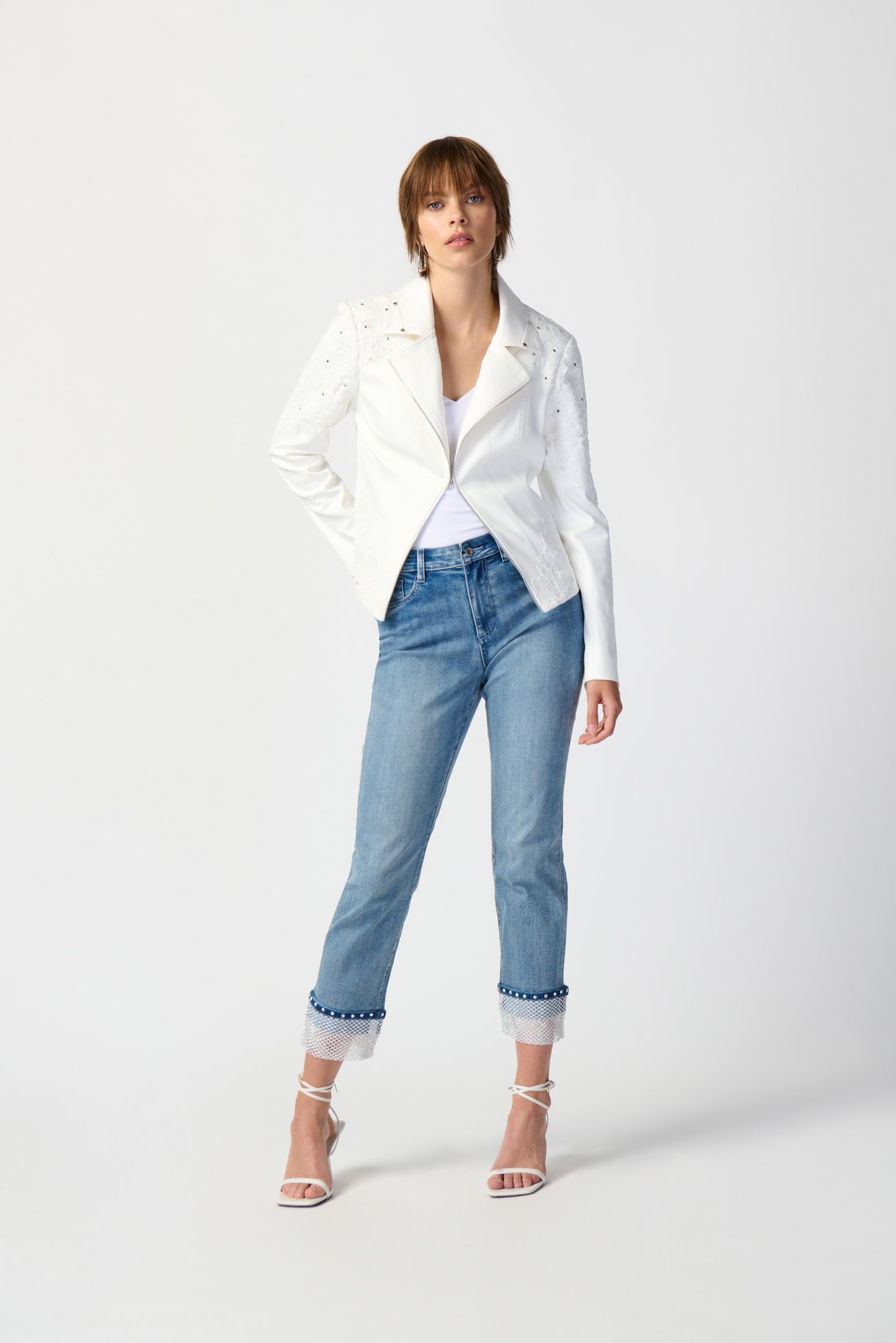 Joseph Ribkoff Off-White Faux Suede Jacket
