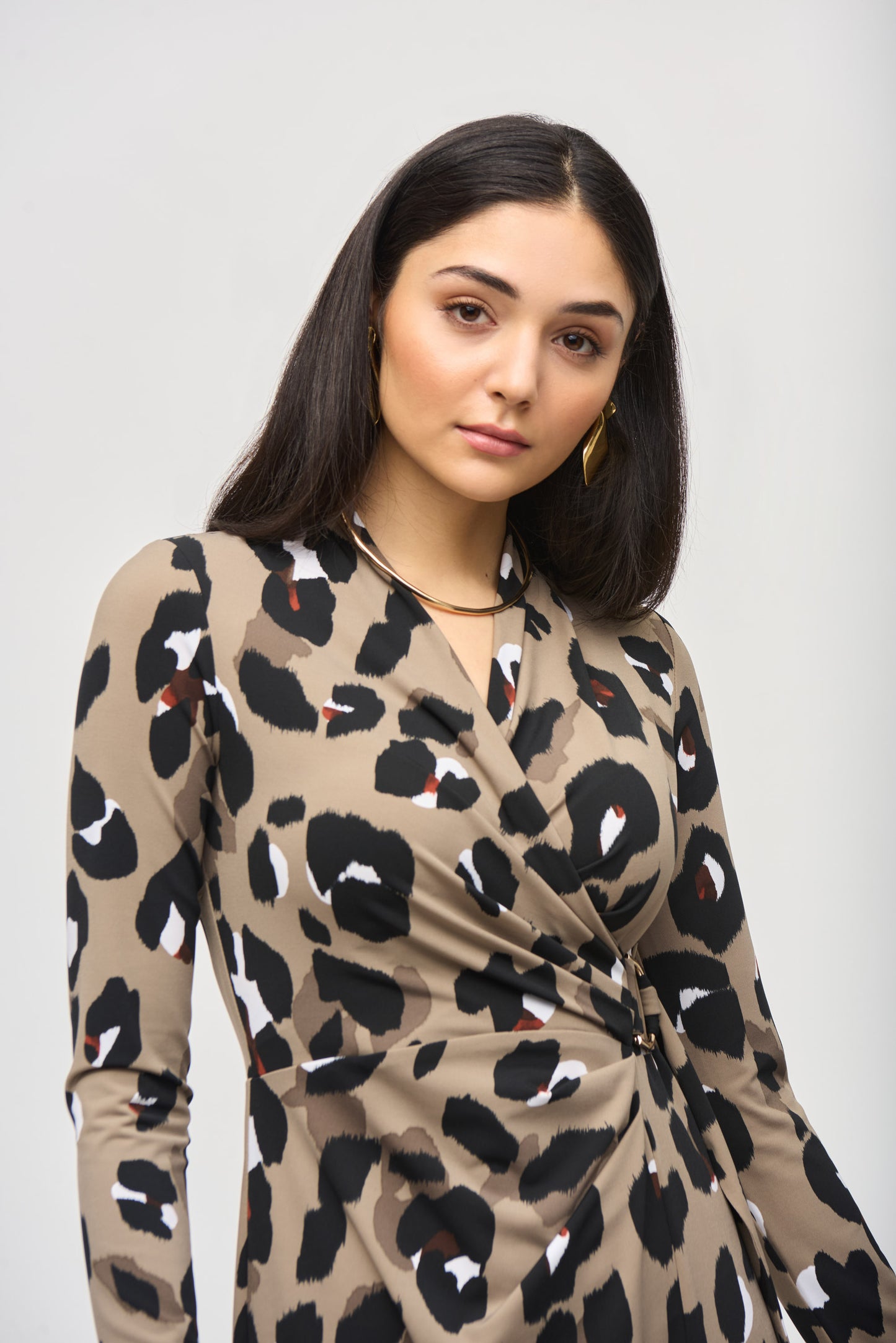 Joseph Ribkoff Animal Print Mock Wrap Dress 243173