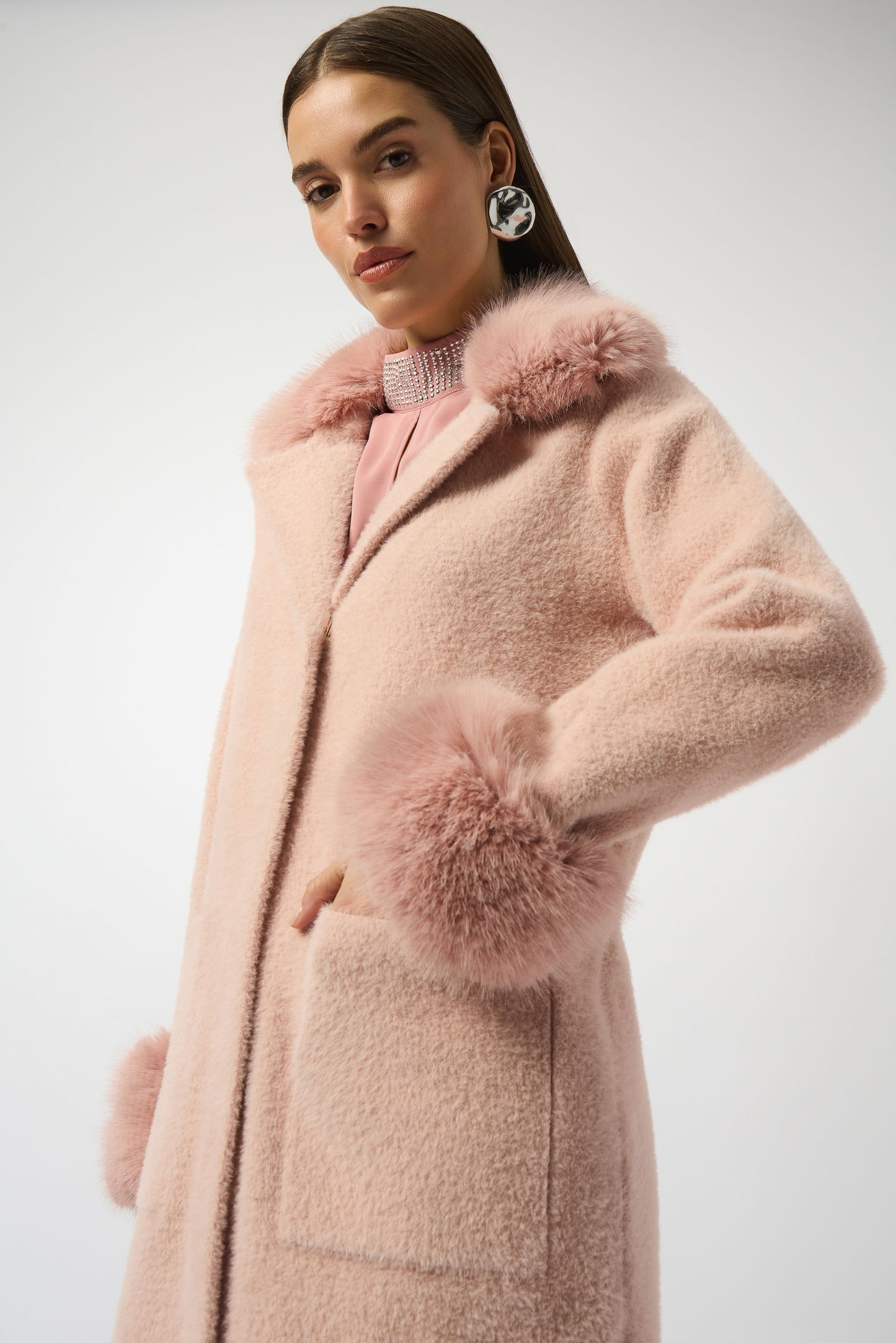 Joseph Ribkoff Rose Sweater Coat 243923
