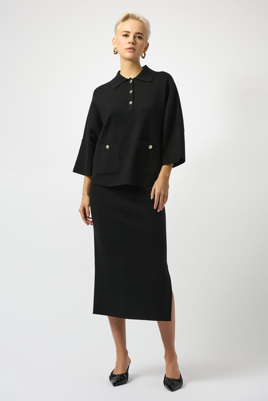 Joseph Ribkoff Black Knit Skirt 243967