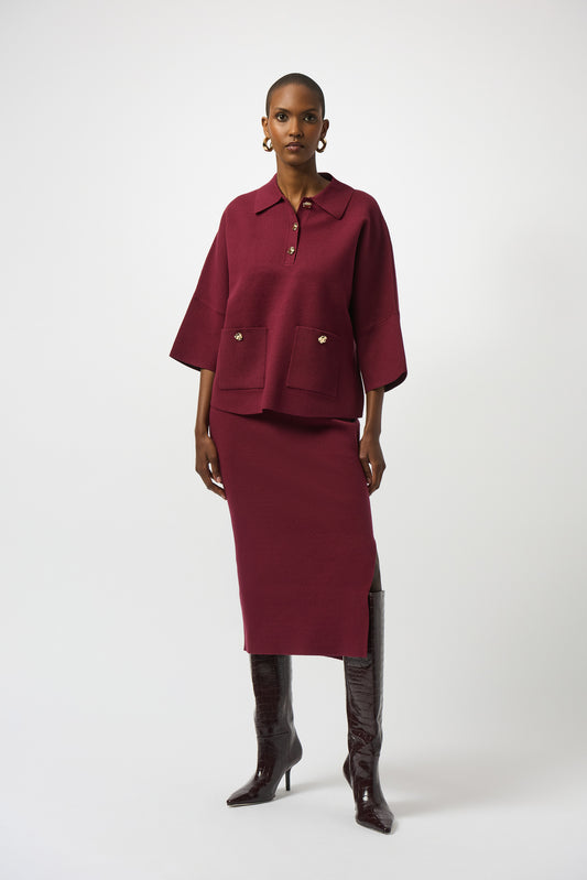 Joseph Ribkoff Merlot Knit Skirt 243967
