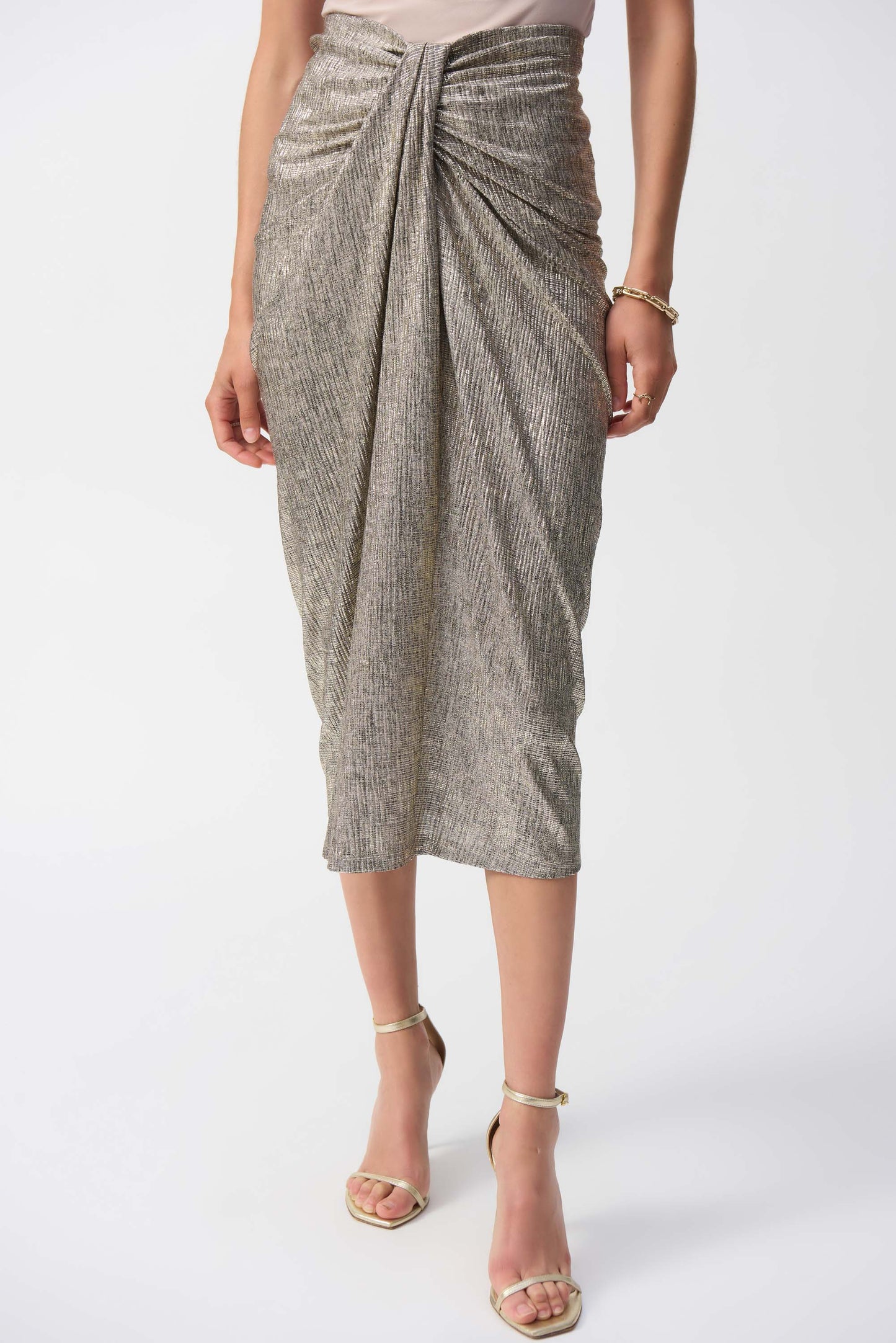Joseph Ribkoff Foiled Knit Twist Front Skirt 251283
