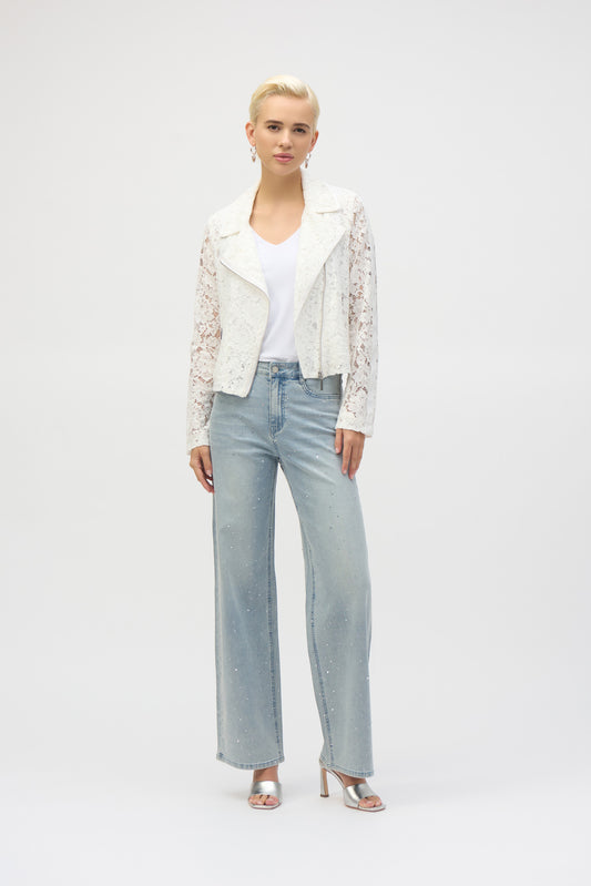 Joseph Ribkoff Straight Leg Sparkle All Around Jean Light Blue 252916