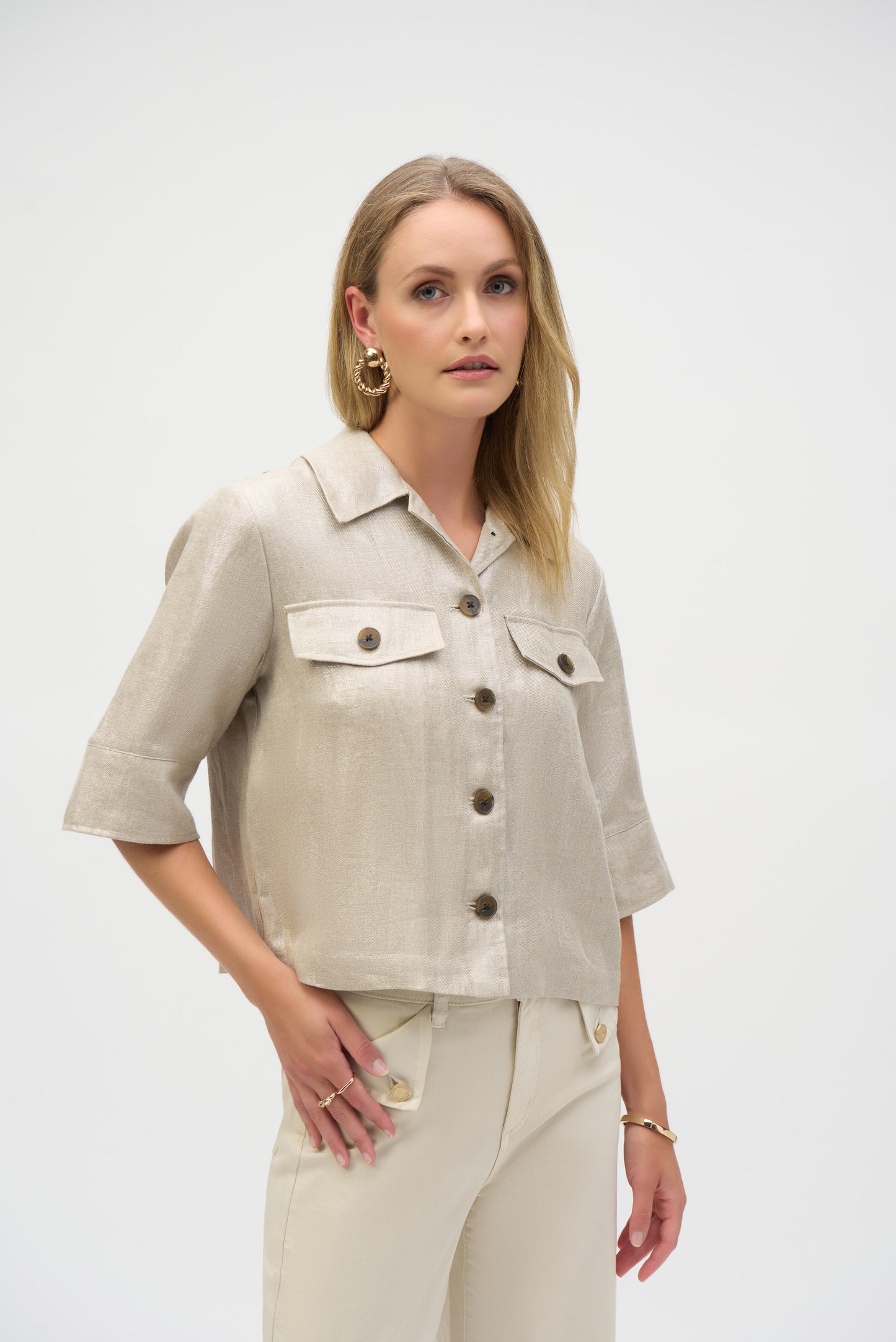 Joseph Ribkoff Foiled Linen Blend Jacket 252921