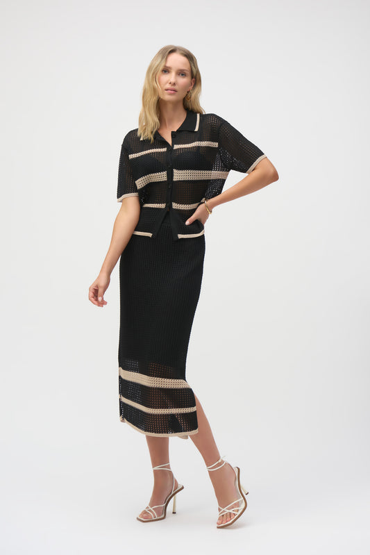 Joseph Ribkoff Knitted Stripe Skirt 252923