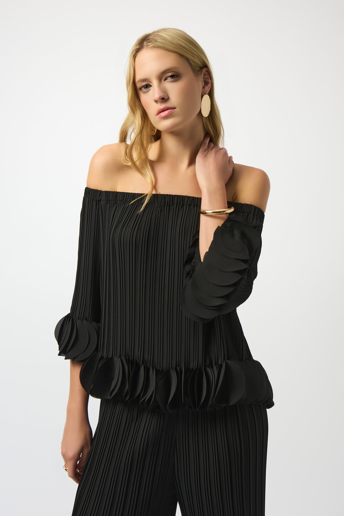 Joseph Ribkoff Black Pleated Top 253939
