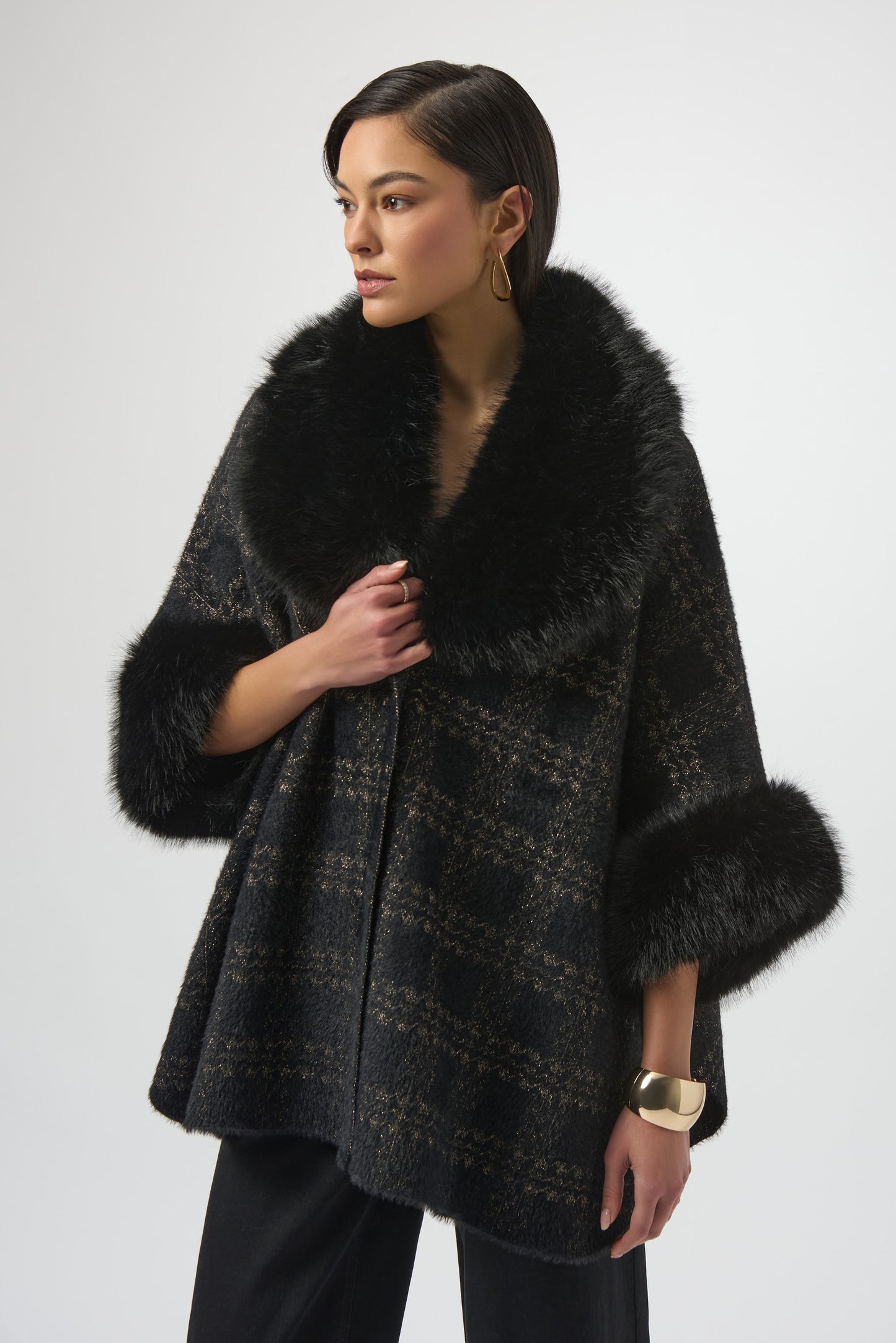 Joseph Ribkoff Fur Trim Cape 254934