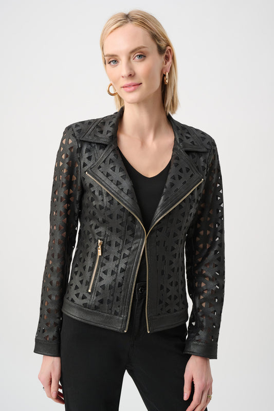 Joseph Ribkoff Black Pleather Jacket 263910