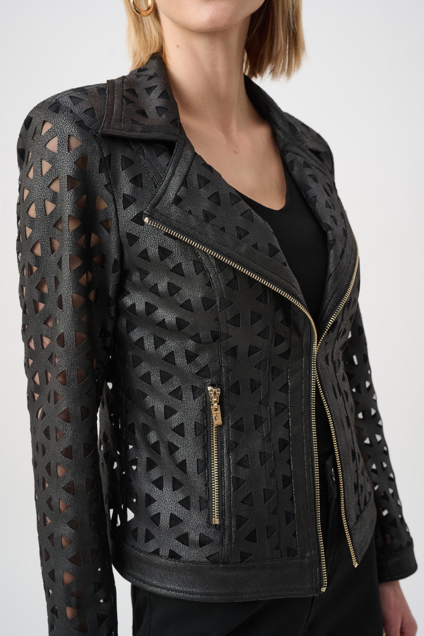 Joseph Ribkoff Black Pleather Jacket 263910