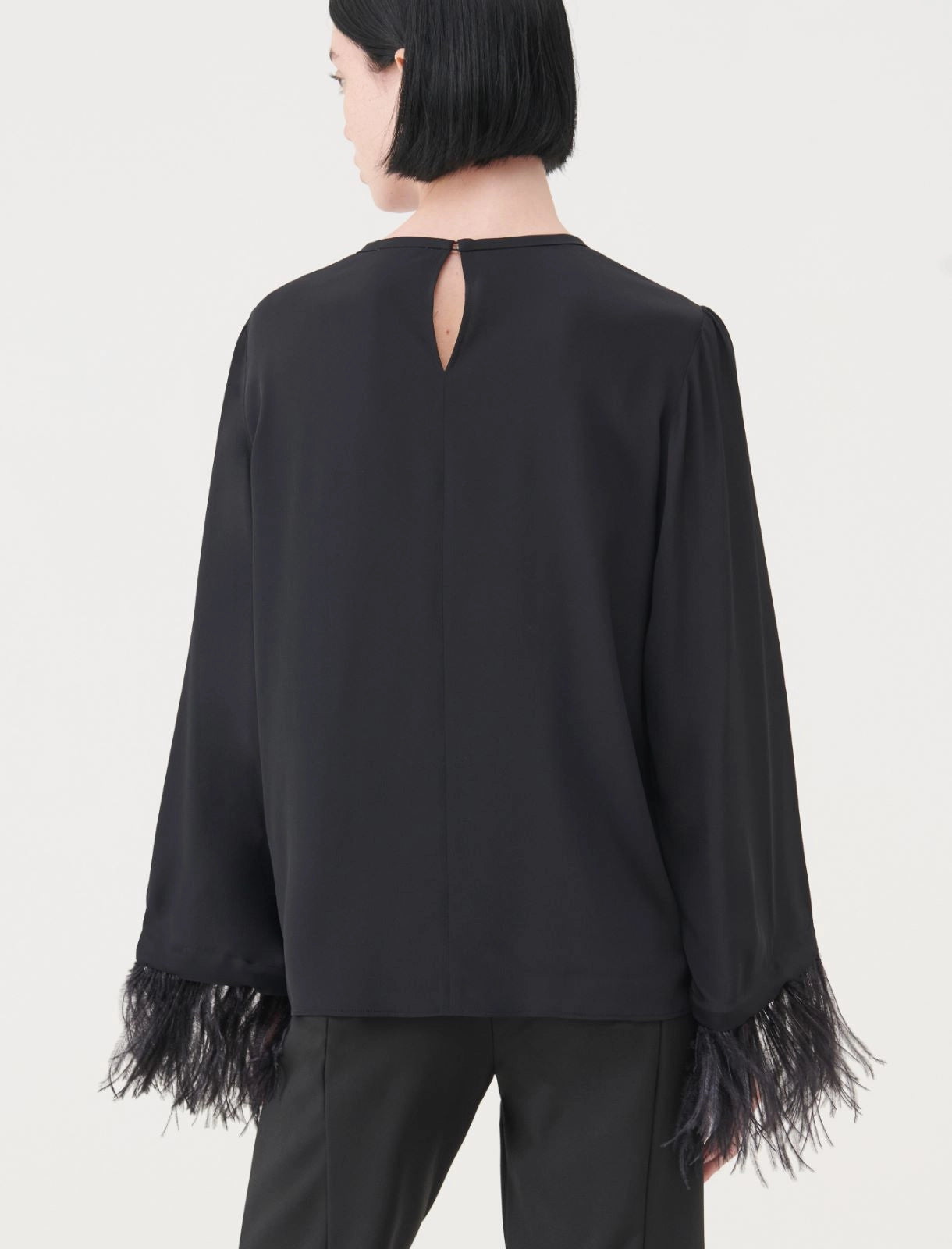 Marella Blouse with Feather Cuffs