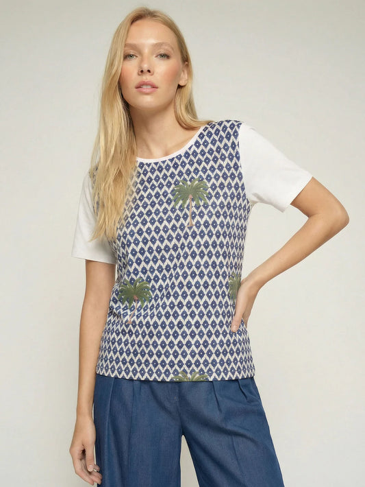 Vilagallo Palm Print T-Shirt 33230