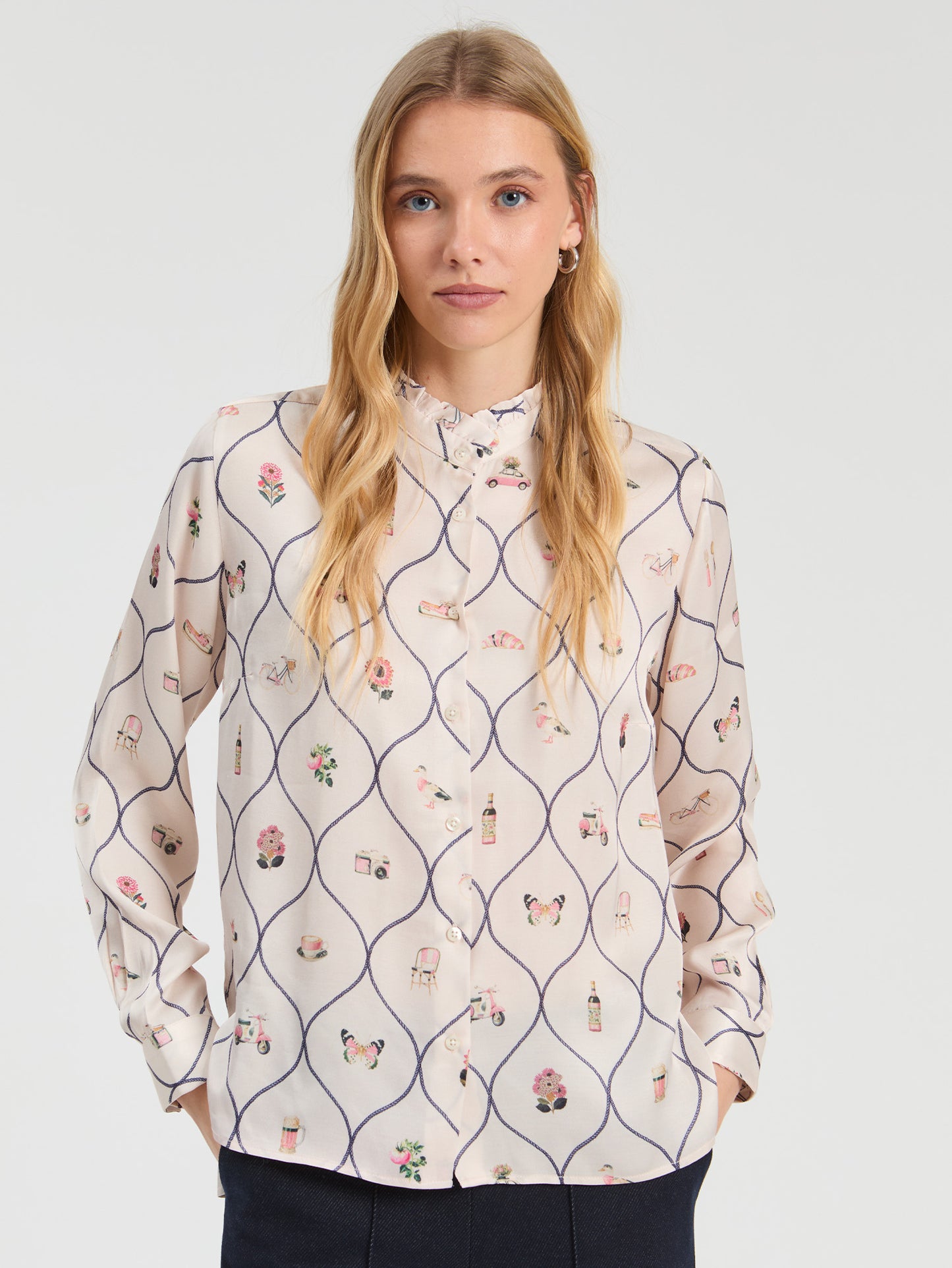Vilagallo Cream Print Blouse 33850