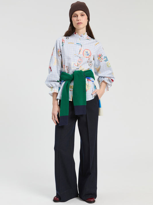 Vilagallo Faux Denim Trousers 33885