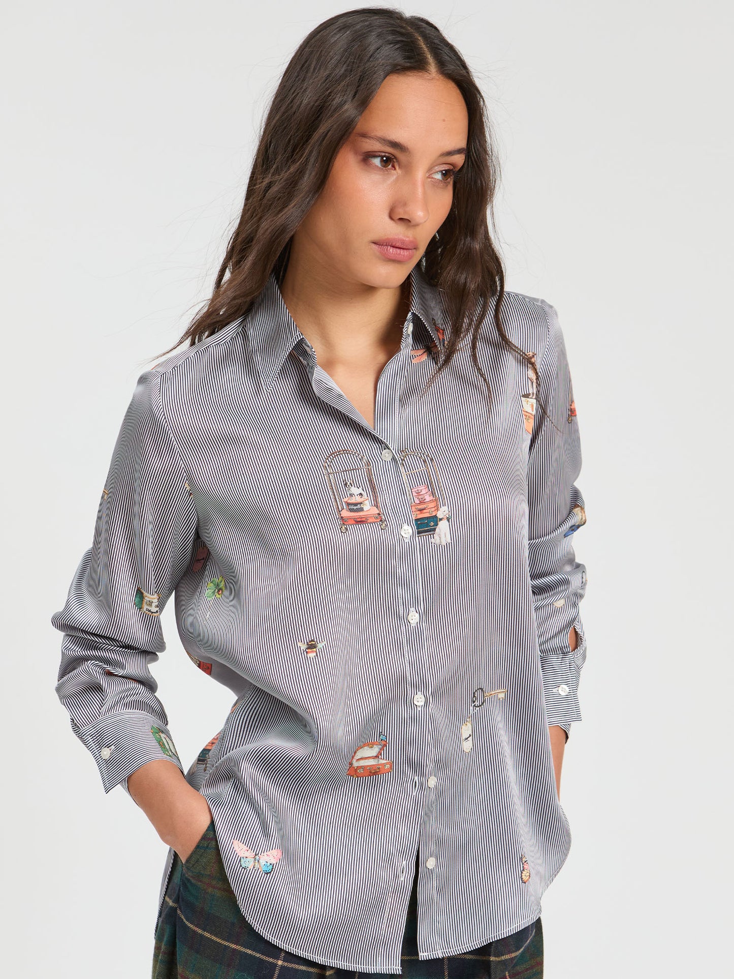 Vilagallo Stripe/Print Shirt 33925