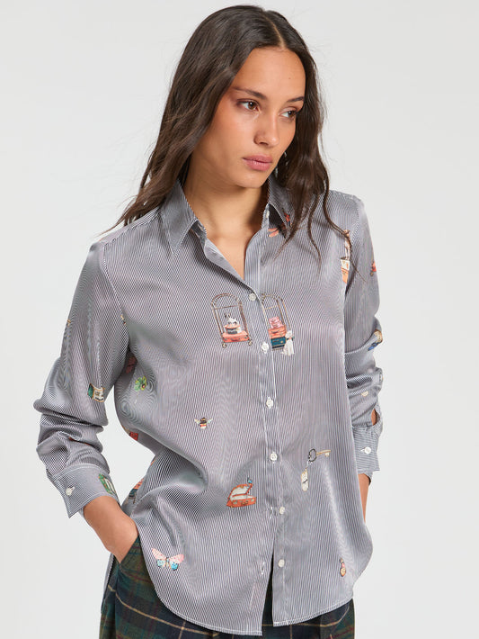 Vilagallo Stripe/Print Shirt 33925