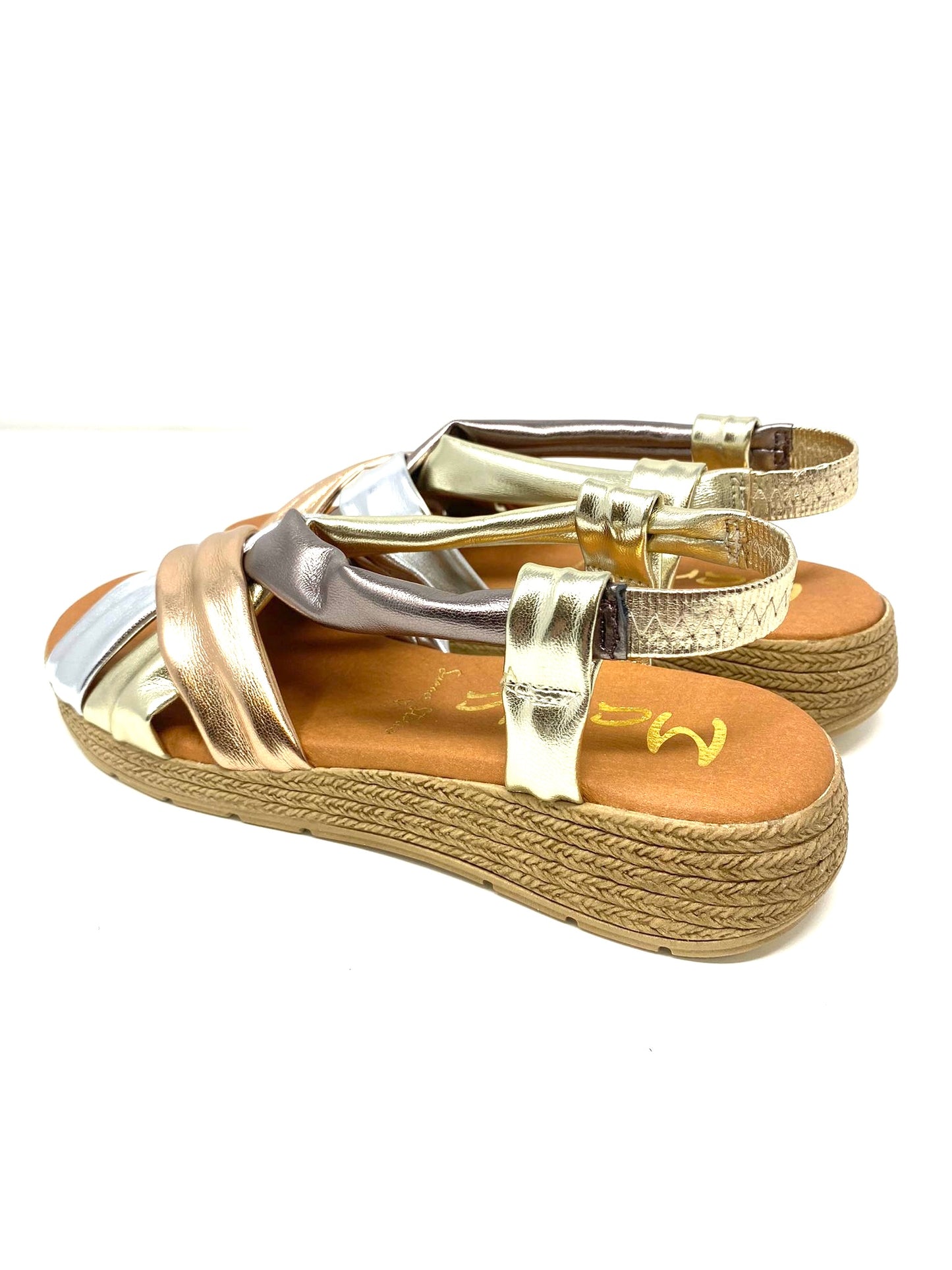 Marila Tampi shiny multi metallic flat sandal