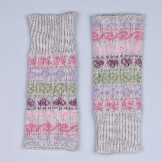 Zelly Pink Nordic Print Fingerless Gloves