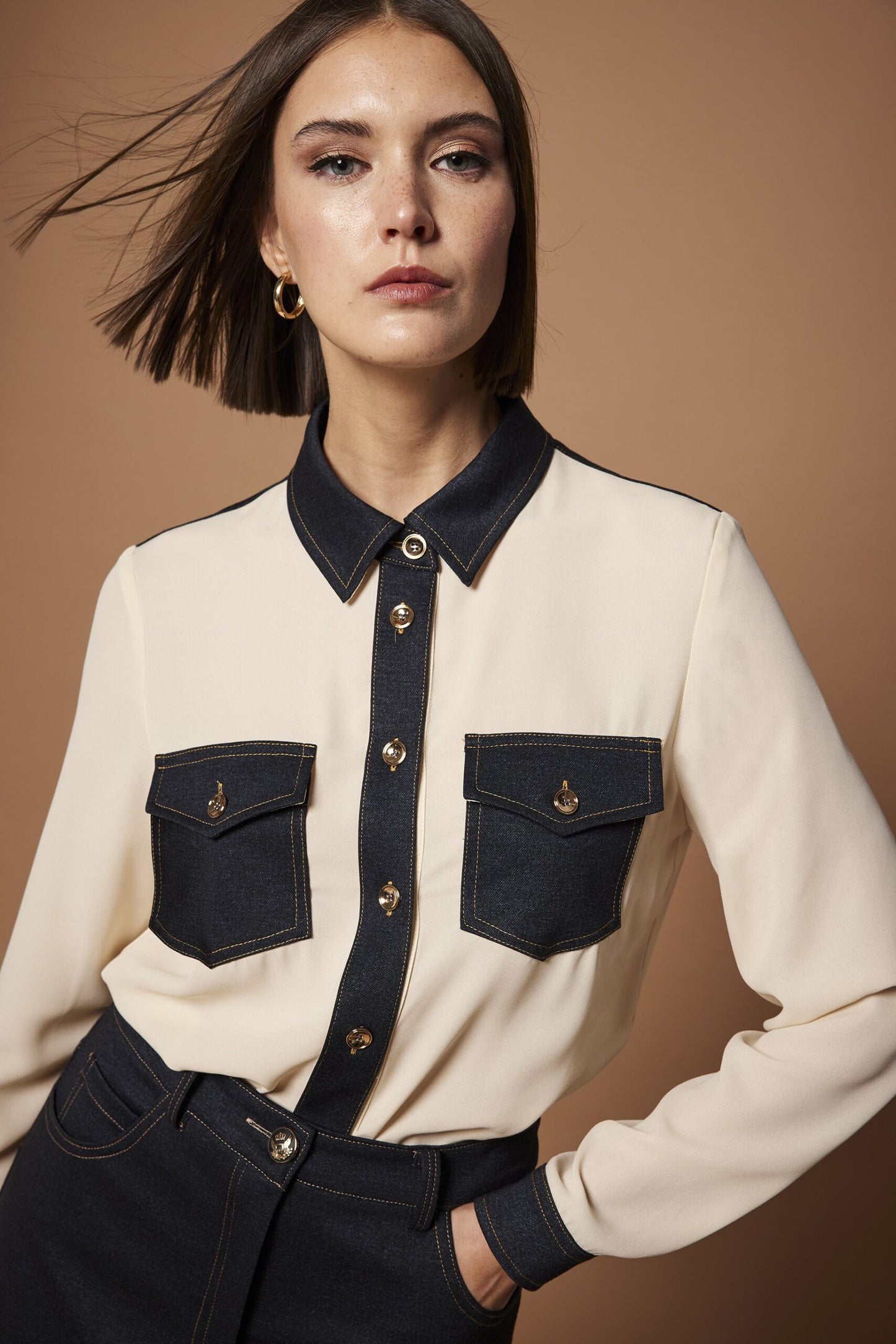 Arggido Denim Pocket Blouse 48003