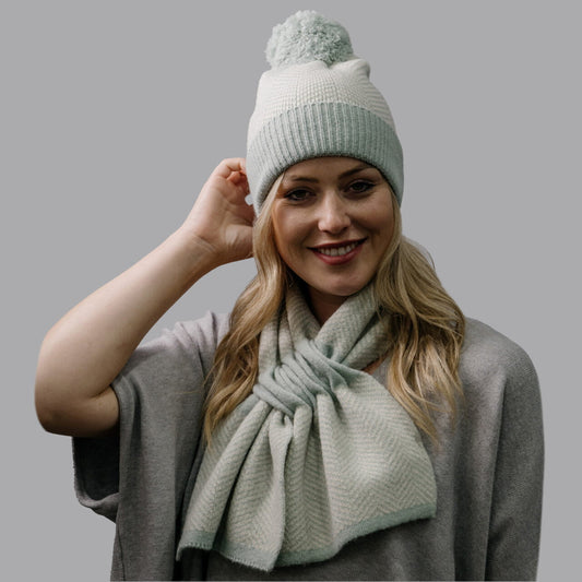 Zelly Green Herringbone Knitted Hat
