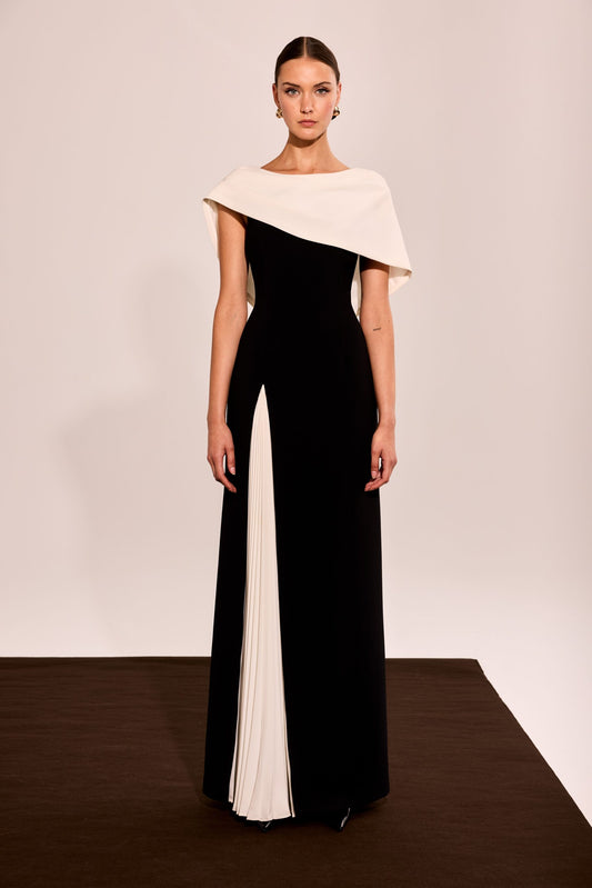 Carla Ruiz Black Long Pleat Dress 52001