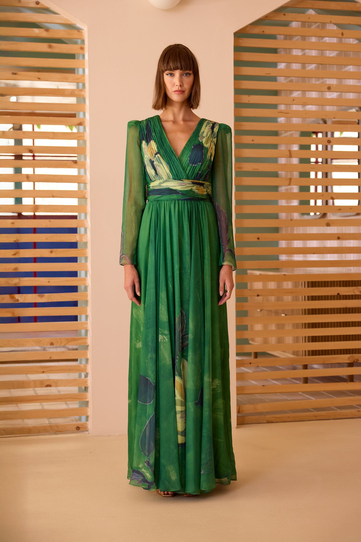 Carla Ruiz Floral Chiffon Dress 52-701